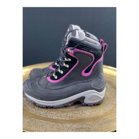 Columbia Women’s Snow Boot Omni Heat Sz 7 Lace-Up Black Pink Tech-Lite 200gm - Picture 4 of 11
